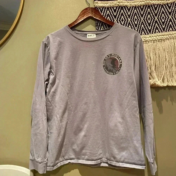 BLUE 84 BIG SKY MONTANA GRAY PURPLE LONG SLEEVE GRAPHIC TOP SIZE M - Picture 1 of 4